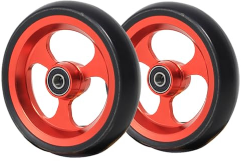 5 Zoll/125mm Rollstuhl-Vorderrad für Sport-Rollstühle, Vorderräder Rollstuhl-Ersatz-Rollen, Aluminium-Naben, 2 Stück (Color : Red)