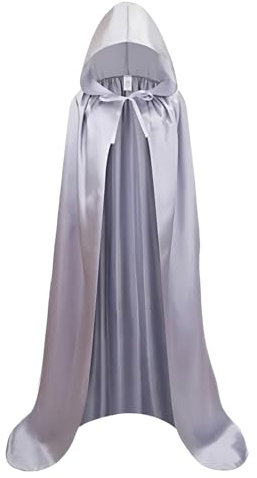 Proumhang Grau Umhang mit Kapuze Darth Vader Umhang Mittelalter Umhang Cape Mantel Satin Karneval Halloween Weihnachten Kostüm Erwachsener XL
