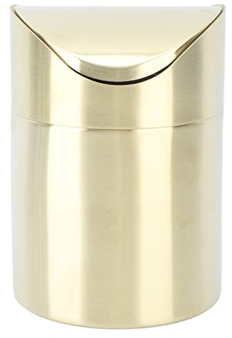 Gsycle Bote De Basura con Tapa,Mini Bote De Basura para Encimera, Bote De Basura con Tapa Abatible De Acero Inoxidable para Escritorio, Oficina, Cafetera