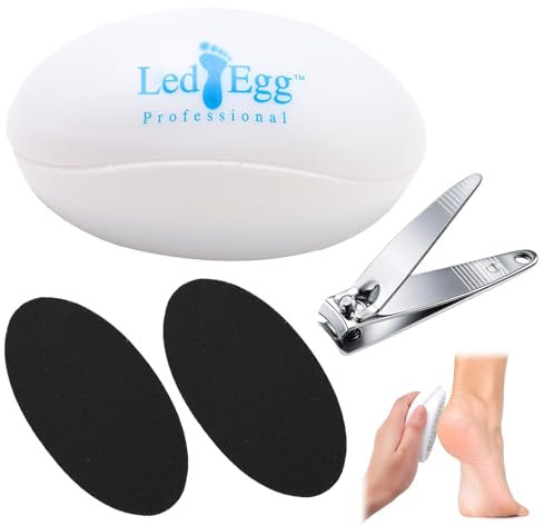 Bisienya Creative Egg Foot Grinder,Comes with 1 Nail Clipper,Portable Egg Callus Remover,Suitable for Removing Dead Skin Egg Shaped Foot Grinder,Suitable for Foot spa, Home Salon(White)