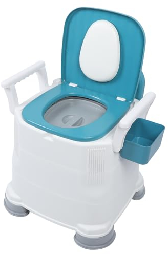 Nachttisch-Toiletten-WC, 3-fach Höhenverstellbar, Breiter Armlehnengriff, Stabiler Sitz, Toilettenstuhl, Rutschfeste Unterseite, PU-Rückenlehne für Senioren für den Heimgebrauch