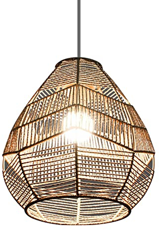 Retro Gewebt Lampenschirm - Makramee Lampenschirm Boho, Boho Makramee Lampenschirme, Lampenschirm Aus Gewebtem Seil, Boho Rattan Lampenschirm Für Schlafzimmer, Esszimmer 29×30CM