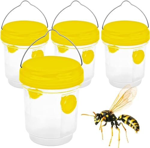 EHOTER Piege A Guepes Et Frelons Exterieur À Suspendre Piege Frelon Asiatique Piege A Mouche pour Bouteille Plastique Jardin Balcon Piege Moustique, Mouche, Moucheron (4 Pièces)