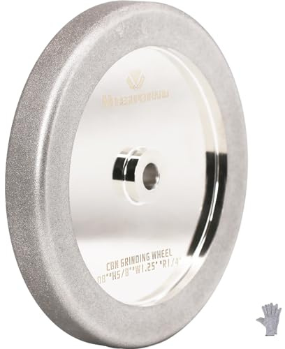 MORESUPERHARD 4 in 1 CBN Grinding Wheel 8 Dia x 1.25 Wide x 5/8 Arbor, 80 Grit for Sharpening Woodturning Tools & High Speed Steel Tools(80 Grit)