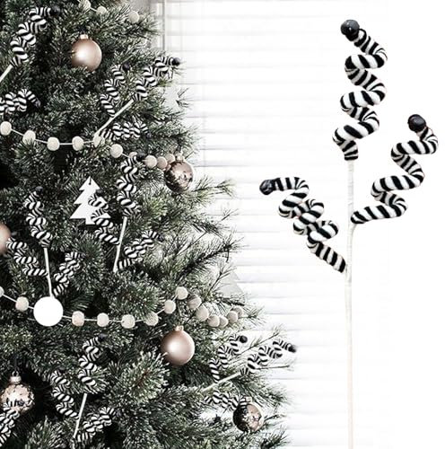 Black and White Grinchs Christmas Decorations, 17 Inch Large Ornaments for Christmas Tree Picks, 4 Pcs Nightmare Before Christmas, Big Tree Topper Filler, Xmas Candy Cane Halloween Picks