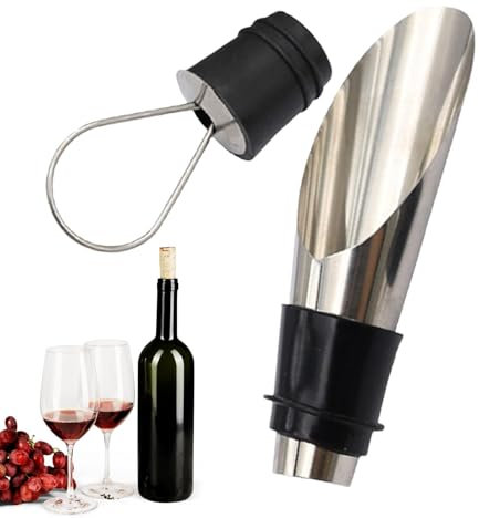 Discos de vino, tapón de vino y boquilla de vertido | 2 unidades 2 en 1 bodega de vino | Vinoteca de acero inoxidable, tapones de vino reutilizables para vino, bebida, cerveza