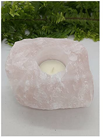 Room Decoration 950g-1000g Natural Rose Quartz Tea Light Candle Holder, Love Natural Decoration