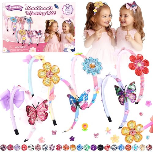 Pllieay Kit de Fabrication de Bandeaux pour Fille Accessoires pour Cheveux Bricolage, Serre-tête Bricolage, Bandeau Artisanat Filles Jouet Cadeau Anniversaire Noël Manuelle Fille Enfants