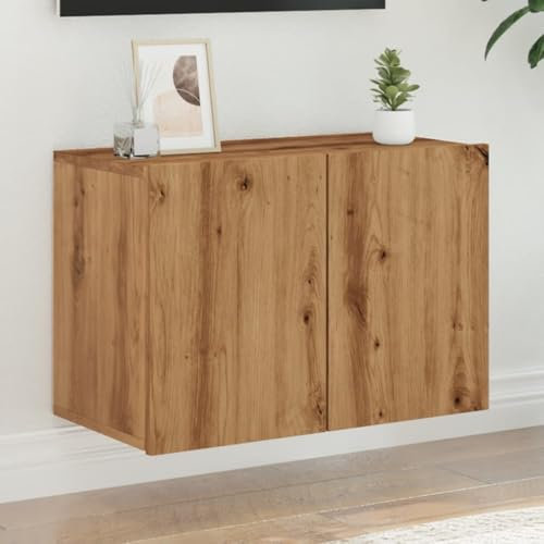 Rantry TV-Schrank aus handwerklicher Eiche, 60 x 30 x 41 cm, TV-Tisch, Wohnzimmer-Tisch, niedriger Schrank für industrielle Wohnzimmer, TV-Ständer Modell 857664
