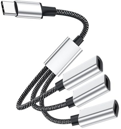 Cable Adaptador Divisor USB C, Convertidor Tipo C 3 en 1 para Carga Rápida PD de 60W, Cable USB Splitter, Cable de Transferencia de Datos y OTG para Consolas de Juegos y Más