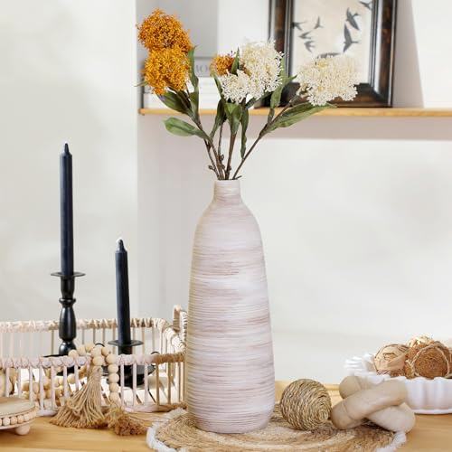 ALMA Extra hohe Bodenvase für Heimdekoration, große Boho-Vase für hohes Pampasgras, cremefarbene Keramik-Blumenvase für Tafelaufsätze, Wohnzimmerboden, Eingangsboden, Kaminsims, Bücherregal, 45,7 cm