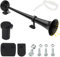 Kit klaxon à air 12 V 128 dB avec compresseur, klaxon à air comprimé pour camion, bateau, moto 12 V (tube unique, noir)