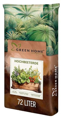 Green Home, aiuola rialzata 72 l, con perlite, fibre di cocco, humus di corteccia e torba bianca, terra pronta all'uso per verdure, erbe e aiuole rialzate, imbottitura di base – terriccio vegetale