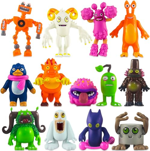 yumcute 13PCS Monsters Figures Set, Monsters Figures Toys, Colourful Cartoon Figurines, Cake Topper Birthday Theme Party Supplies Decoration for Kids Boys Girls