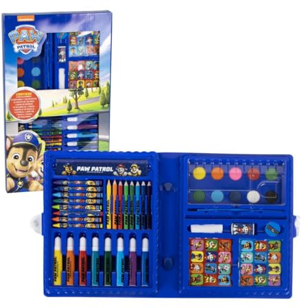 Set de Papelería y Colorear Paw Patrol en Estuche Tipo Briefcase – Kit de Arte Infantil Completo con Lápices, Crayones, Acuarelas y Stickers, Regalo Creativo para Niños