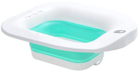 Elektrische Sitzbadewanne für Toilettensitz, Ergonomisch, Grün | PP und Tpr, Ausziehbare Badewannenform, für Schwangere und Senioren, Schützt vor Verschütten