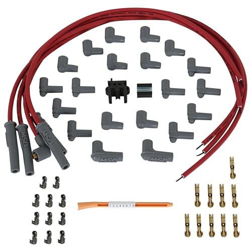 MSD 31159 Universal Super Conductor 4-Cylinder Spark Plug Wire Set, 8.5 mm, Red