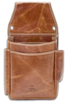 Woodland® Kellnerbörsen-Holster aus Robustem Rindsleder im Vintage-Look Cognac mit Kugelschreiberfach und Feuerzeugfach