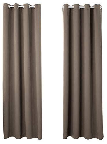 WOLTU Gardinen mit Ösen, Verdunklungsvorhang Blickdicht, Thermo Vorhang gegen Kälte und Hitze, Ösenschal, 250g/m² Dicke Vorhang, für Wohnzimmer Schlafzimmer, Taupe
