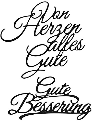 Ideen mit Herz Stanzschablonen, Wünsche & Gratulationen 3, 4,2cm bis 8,2cm, 2 Stück | Schriftzüge, Schriften | Schablonen zum Gestalten von Grußkarten, Geschenken und vieles mehr