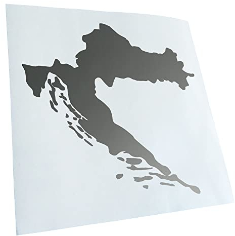 Kiwistar - Autoaufkleber - Kroatien Umriss Kontur - Silber - 10,5x10cm - Heckscheibe Auto Aufkleber wetterfest für Kfz LKW Mofa Truck - Sticker außen selbstklebend Tuning Zubehör für Fenster Fahrzeug