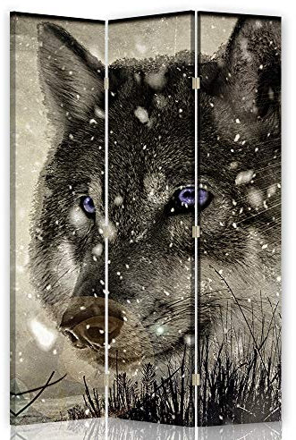Raumteiler Pinnwand Wolfskopf Trennwand 3-teilig einseitig Grau 110x175 cm