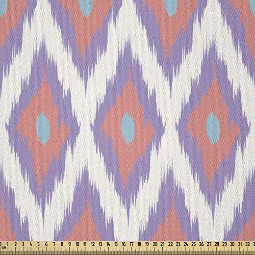ABAKUHAUS Ikat Stoff als Meterware, Klassische Boho Pastelltöne, Microfaser Multi Zweck Dekostoff für Kunsthandwerke, 3M (230x300cm), Mehrfarbig