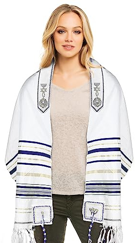 'HalleluYAH Messianic Tallit Prayer Shawl 72''x 22'' with Bag For Men & Women'