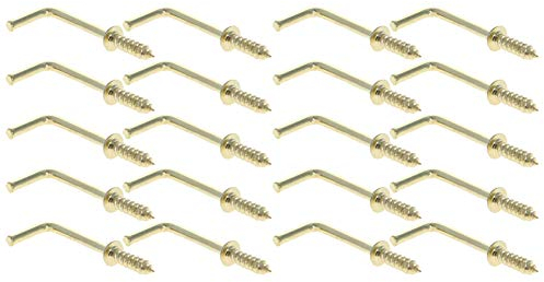 MroMax Gold Color Copper Plated Metal Right-Angle Hooks Self-Tapping Screws Hooks L Shape Hooks 50PCS