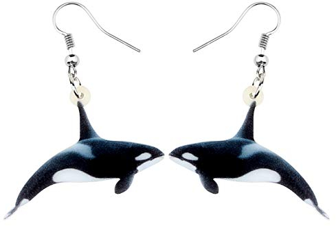 NEWEI Acryl Wal Ohrringe Hängend Tropfen Für Frauen Meer Tier Ornamente Schmuck Charme Geschenke (Schwarz)