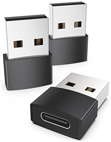 Syntech Adaptador USB C Hembra a USB Macho (3 Unidades), convertidor Tipo C a USB A, Compatible con Ordenadores portátiles, Bancos de energía, Cargadores, para iPad Air 4, iPhone 11/14 Pro MAX, Negro