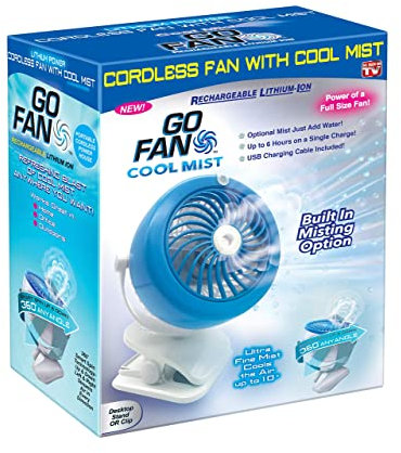 Spark Innovators Go Fan Cool Mist Lüfter Ventilatoren – Lithium-Ionen-Ventilator mit eingebautem Nebel – Bekannt aus dem TV