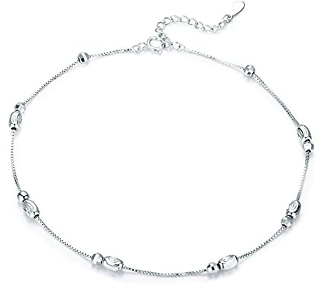 LOKILOKI 925 Sterling Silber Slide Beads Silber Fußkettchen Für Frauen Charm Armband Von Bein Knöchel Fuß Zubehör Mode