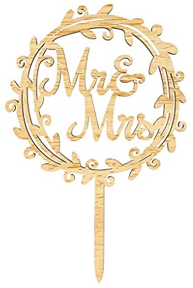 Mr & Mrs Cake Toppers,Hochzeit Kuchen Topper Holz Tortentopper für Party Hochzeitsgeschenk Jahrestag Kuchen Dekoration