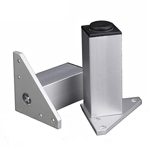 Lot de 4 Pied Table Haute Reglable Pied de Meuble Pied Carré Réglable pour Meuble Pied Table Console, Aluminum Alloy | Finition en Anodisé | 6-40 cm Pieds de Table Basse Carré Vis Inclus (20cm)