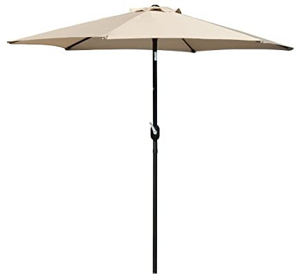 TUKAILAi 3M Round Garden Parasol Umbrella with Crank and Tilt Mechanism Sun Shade Canopy Sun Shade UV Protective Sunscreen Protection Water Resistant for Outdoor Patio Beach Pool Cream