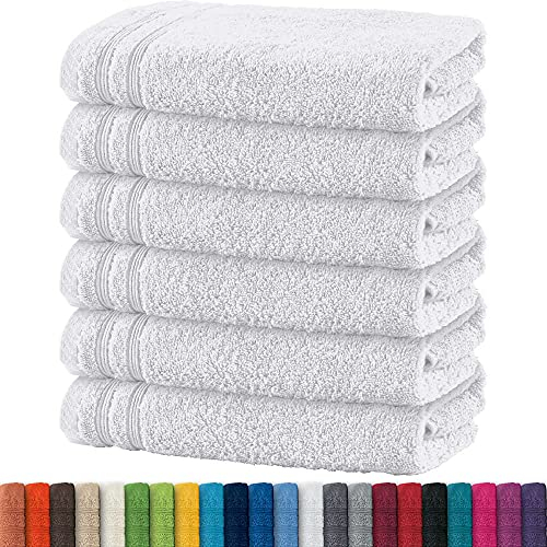 Erwin Müller Handtuch 6er-Pack Heidelberg 100% Baumwolle - saugstark, gut trocknend, kompakt, leichte Qualität weiß Größe 50x100 cm - ideal für Sport, Strand, Reisen