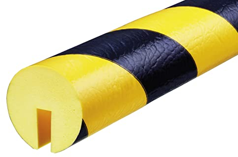 KAS1-GS Kantenschutzprofil von SMI-Kantenschutzprofi aus recyclebarem Polyurethanschaum für Innen- und Außeneinsatz geeignet - Gelb/Schwarz - Stoßschutz, Warnprofil, Schutzprofil, Rammschutz (1 m)