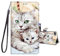 JRIANY for iPhone SE 2022 / iPhone SE 2020 / iPhone 7 / iPhone 8 Case, PU Leather Wallet Case with Pattern Cute Design Shockproof Cover Flip Case, Cats D