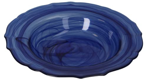 Keyhomestore- Set di 6 Piatti Fondi in vetro Blu Alabastro Sfumato– Elegante e Resistente, Diametro 23 cm, Altezza 5 cm, Ideale per Pasta, Zuppe e Secondi Piatti.