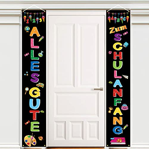 Einschulung Banner Deko,BTZO Alles Gute Zum Schulanfang Banner Schulkind Banner Schulanfang Willkommen Veranda Zeichen Einschulung deko für Mädchen Jungen 185 * 30cm