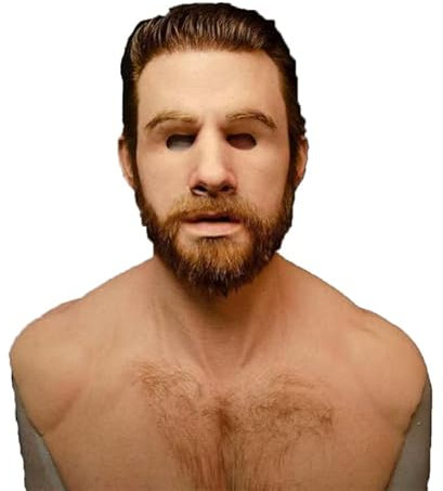 Maschera realistica da giovane uomo, in lattice, per cosplay, Halloween, costumi fatti a mano, colore bianco