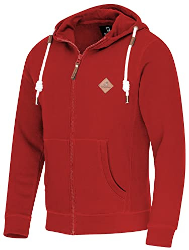 FALKENSTEJN stylischer Kapuzenpullover Sweatjacke Sweatshirt mit Logolederpatch Hoodie Pullover mit 2 seitlichen Taschen