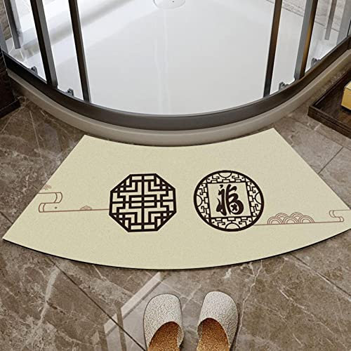 PRELGOSP Gebogene Duschmatte, Kieselgur Duschmatte Viertelkreis, Saugfähige rutschfest Duschvorleger Eckdusche die Sich Perfekt an Eine Runddusche Anpasst,G,45x100cm