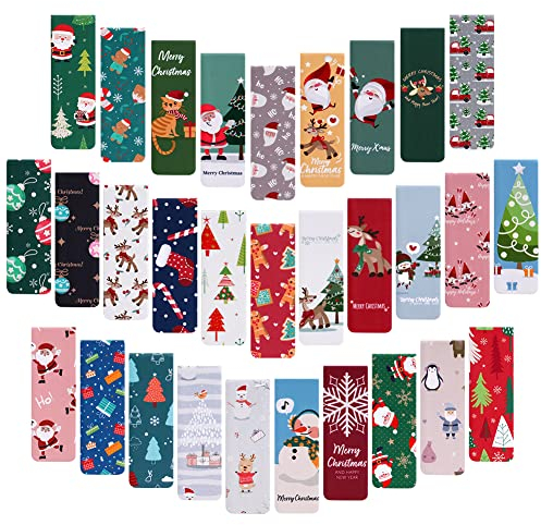 Vicloon Magnet Magnetische Lesezeichen, 30 Stück , Bunt, Kinder, für Gastgeschenke , Zuhause, Büro(Weihnachten)