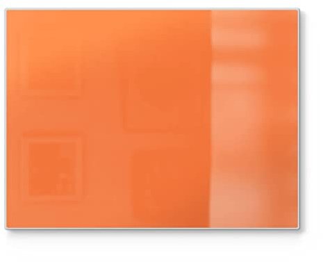 DEQORI Schneidebrett aus Glas | groß 40x30 cm | Unifarben - Orange | Design Schneideplatte für Küche | Frühstücksbrett antibakteriell & rutschfest | Glasplatte & Servierplatte