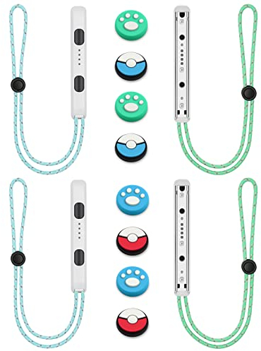 Vicloon Gamepad Handschlaufe, 2 Paar Handschlaufe für Switch Gamepad mit 4 Joystick-Kappen, Gamepad Handschlaufe für Switch Joycon, Ersatz Handschlaufe für Joy Con Controller(Weiss)