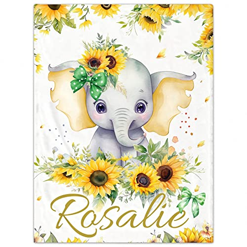 Personalisierte Babydecke mit Namen oder Wunschtext Kinderdecke Namensdecke Tier Elefant Panda Individuelle Baby Decke für Geburtstag, Geschenke