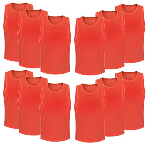 FIBOGOUP Fußball Trainingsweste,Fussball Leibchen Kinder Erwachsene,Fussballtraining Zubehör,Westen fürs Teamtraining (12 Stück, Größe XL 185cm+)