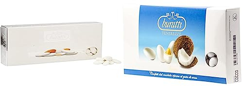Buratti ConfettiBuratti Confetti alla Mandorla di Avola, Avole Torino - 1000 g & con Ripieno al Gusto di Cocco, Tenerezze Cocco - 1000 gBuratti Confetti